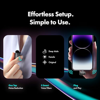 Movo NanoMic Dual Lightning Wireless Microphone for iPhone 14 and Below– Lavalier Mic for iPhone, Great for Vlogging, TikTok, Content Creation