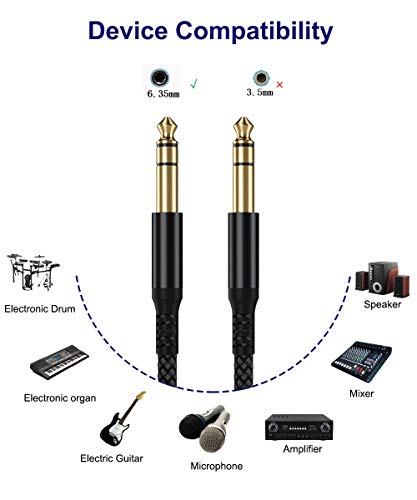 RUXELY Straight 6.35mm TRS Instrument Cable 30FT 2-Pack and Angle 6.35mm TRS Instrument Cable 30FT 2-Pack