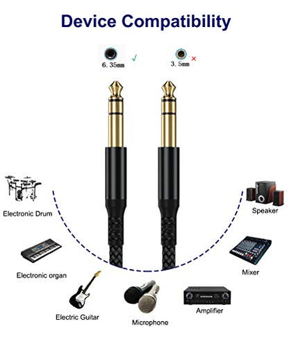 RUXELY Straight 6.35mm TRS Instrument Cable 30FT 2-Pack and Angle 6.35mm TRS Instrument Cable 30FT 2-Pack
