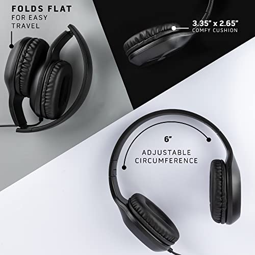 Sonitum Bulk Kids Headphones for School with Microphones - 5-Pack On-Ear 3.5mm Wired Headphones for Schools -Comfy Wired Kids Headphones with in-Line Mics – School Headphones for Kids - color: Black