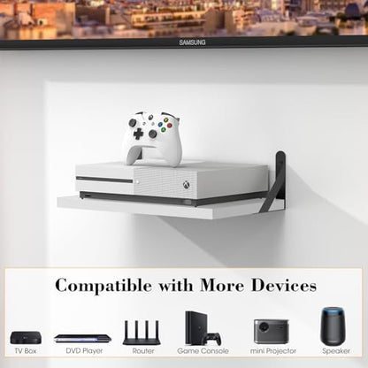 DAWASAPAT Projector Shelf/Modem Shelf/Router Shelf/Cable Box Wall Mount/Router Wall Mount, 15.7" x 9.8"(Lx W) White Projector Holder Stand Accessories with Cable Ties - color: White