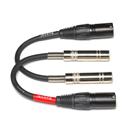 XLR Male to 1/4 inch TRS Female Adapter Cable, 6 inch, 2 Pack (XLR Male to TRS Female) - style: XLR Male to TRS Female