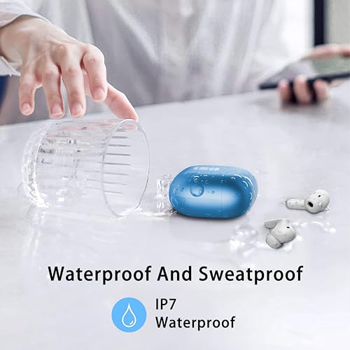 Wireless Earbuds, 2026 Bluetooth 5.4 Ear Buds in Ear with 4 ENC Noise Cancelling Mic, New Wireless Earphones HiFi Stereo Deep Bass 40H Playtime, In-Ear Bluetooth Earbuds LED Display IP7, Lake Blue - color: Lake Blue