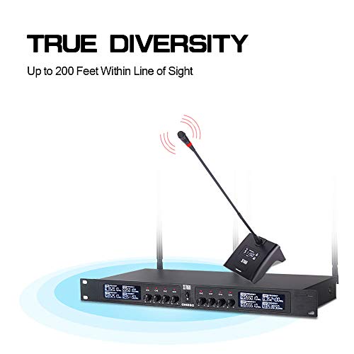 XTUGA 8 Channel Wireless Conference Microphone System,Gooseneck Mics(CM280) | UHF Fixed Frequency,Auto Scan,PLL Locked,Professional Conference Mics for Conferences Room/Lecture/Church/Public Speaking
