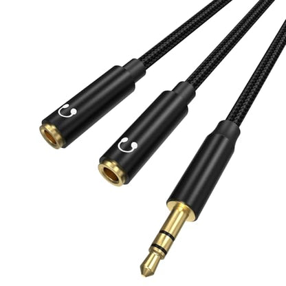3.5mm Headphone Splitter Cord, 2 Female to 1 Male AUX Audio Y Cable, Dual Headphone Adapter for PS5, PS4, Switch, MacBook, iPad, Laptop, PC, Phone, 4FT