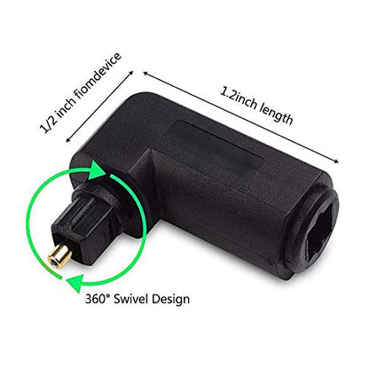 CablesOnline 2-Pack Right Angle (90 Degree) Toslink Digital Optical Audio Adapter (AD-T03-2)