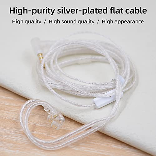 KZ in-Ear Headphones Silver Plated Upgrade Cable Detachable Replacement Cord with 2 pin 0.75mm Replacement Earphone / Earbuds Audio Cable Compatile with (B Pin (KZ-ZST/ZS10/AS10/BA10/ES4/ZSR/AS06))