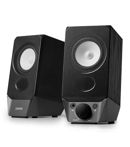 Edifier R19BT PC Speaker System with Wooden Cabinet, 3.5mm Input, Black | Bluetooth 5.3, Full Stereo Sound, Strong Bass, Volume Control, USB-A Sound Card for Computer/TV/Smartphone/Tablet