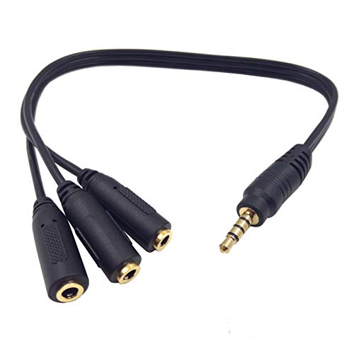 9 Inch 3.5mm (1/8") TRRS Male Plug to 3X Female Stereo Splitter Audio Cable, Gold-Plated(35M/3F)
