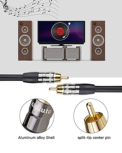 Subwoofer Cable - RCA to RCA Audio Cable, Dual Shielded with Gold Plated Connectors - Black (20FT)