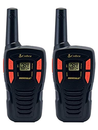 Cobra ACXT145 Compact Walkie Talkies, Rechargeable, Lightweight, black | 22 Channels, Long Range 16-Mile Two-Way Radio Set (2-Pack)