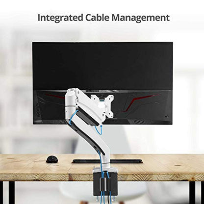 SIIG Single Monitor Desk Mount, 17"-43", 33 lbs, VESA 75/100, CE-MT3111-S1 | Mount one monitor on a desk from 17"-43" up to 33 lbs; C-clamp and grommet mounting confirm desk fit.