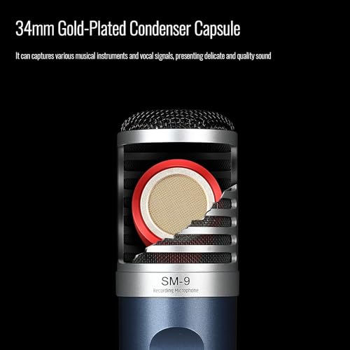 TAKSTAR SM-9 XLR Condenser Studio Microphone with 34mm Large Diaphragm | 20Hz-20kHz Response, 135dB SPL, Ultra-Low Noise (≤23dBA), Shock Mount Included, 48V Phantom Power Required