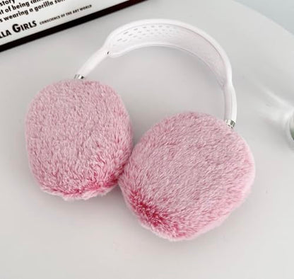 Fluffy Plush Case for AirPods Max Headphones, Cute Furry Fur Ear Cups Skin Soft Slicone Protective Cover for AirPods Max(Pink) - color: Pink