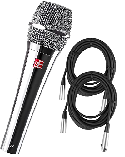 sE Electronics V7 Studio Grade Handheld Microphone Supercardioid Chrome with 2 XLR Cables