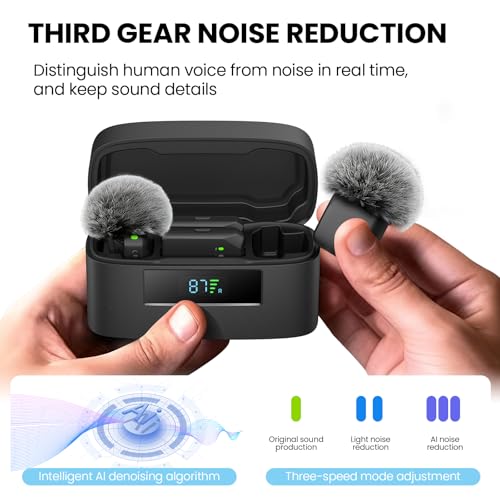 Wireless Lavalier Microphone for iPhone & Android Magnetic Mini Clip Mic | AI Noise Reduction;Lightning & Type-C;9g Light;55H Battery Life with Charging Case for TikTok YouTube Vlog Content Creation
