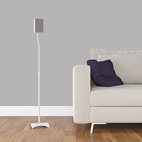 AVF Speaker Floor Stands, Set of 2, Holds up to 11 lbs, White | 31.75–42.2 inch adjustable height, steel construction, stable weighted base, ideal for living room, bedroom, office, EAK80W-A - style: White w Metal Base