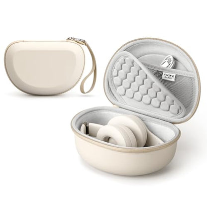 Hard Case for Beats Solo 4/Solo 3/Studio Pro/Studio3 On-Ear Headphones | Universal Portable Travel Organizer Bag, with Honeycomb Lid Protection - color: Beige