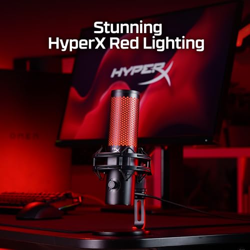 HyperX QuadCast 2 – USB Microphone for Gaming, Streaming and Podcasting, with On-Board Controls, LED Lighting, Removable Shock Mount, PC, Mac, PS5, PS4, USB-C - Black - style: QuadCast 2