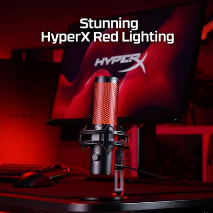 HyperX QuadCast 2 – USB Microphone for Gaming, Streaming and Podcasting, with On-Board Controls, LED Lighting, Removable Shock Mount, PC, Mac, PS5, PS4, USB-C - Black - style: QuadCast 2