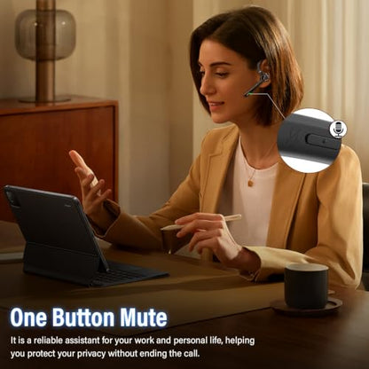 Bluetooth Headset, Single-Ear ENC Mic, Mute Button, 90H, Midnight Black | APTX HD Audio, Dual Device Connectivity, Lightweight All-Day Comfort, Noise Cancelling Mic, Ideal for Truckers & Office