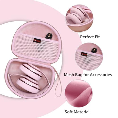 Headphone Case Compatible with Beats Studio Pro/Solo 4 / Studio 3 / Solo 3 / Picun B8 / BERIBES/JLab JBuds Lux ANC Wireless Bluetooth Noise Cancelling Headphones (Rose Gold) - color: Rose Gold