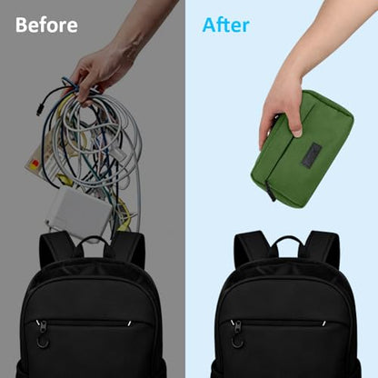 GOX Travel Cable Organizer Bag, Small Tech Pouch for Electronics, Green - color: Green
