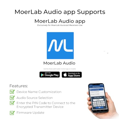 MoerDuo Auracast Audio Transceiver, 2-in-1 Bluetooth 5.3 Transmitter & Receiver, USB Audio, 3.5mm Line in/Out, Built-in Microphone, LE Audio, Low Latency, 22H Battery, Hearing Aid Compatible