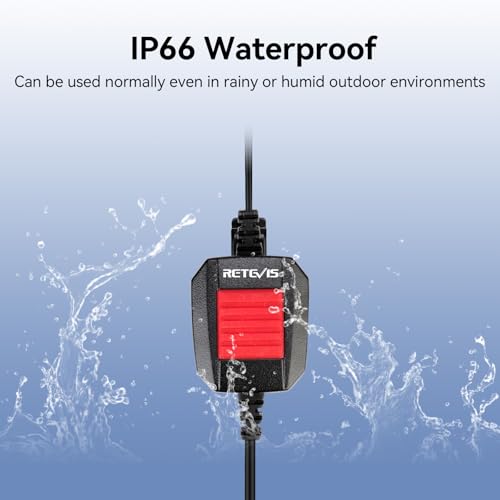 Retevis RT48 Walkie Talkie Earpiece with Mic,IP66 Waterproof | Compatible with RT29G/RT29S/RT47/RT47V, Ailunce HD1/HD2/HA1G, Motorola EX500 Walkie-talkies, 2 Way Radio Earpiec(4 Pack)