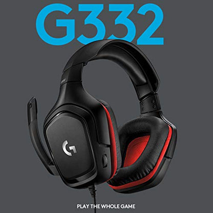 Logitech G332 Wired Gaming Headset, Rotating Leatherette Ear Cups, 3.5 mm Audio Jack, Flip-to-Mute Mic, Lightweight for PC,Xbox One,Xbox Series X|S,PS5,PS4,Nintendo Switch, Black