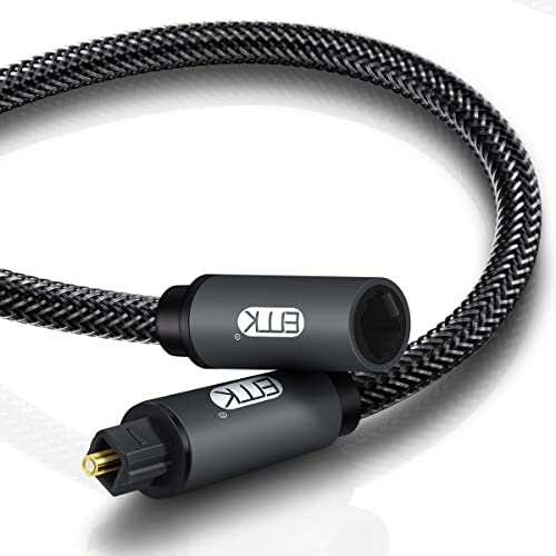 EMK Optical Extension Cable Male to Female Coupler Cord Nylon Braided Jacket 24K Gold-Plated Fiber Digital Extension Adapter Cable for Home Theater Sound bar TV 6.6ft - size: 6.6ft/2m