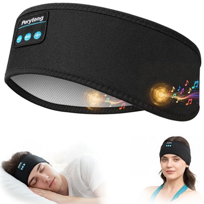 Perytong Sleep Headphones Wireless, Bluetooth Sports Headband Headphones with Ultra-Thin HD Stereo Speakers Perfect for Sleeping,Workout,Jogging,Yoga,Insomnia, Air Travel, Meditation (Black) - color: Black