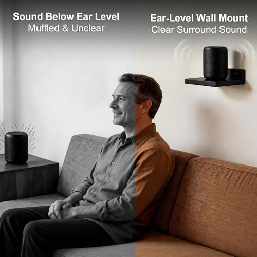DAWASAPAT Speaker Wall Mounts for Samsung, Roku, Sony, JBL, Vizio, LG and More Rear Speakers Save Space, 5.9" x 5.9" Wooden Speaker Mounts Easy to Install for Home Theater Surround Sound - color: Black