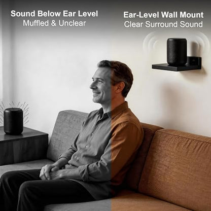 DAWASAPAT Speaker Wall Mounts for Samsung, Roku, Sony, JBL, Vizio, LG and More Rear Speakers Save Space, 5.9" x 5.9" Wooden Speaker Mounts Easy to Install for Home Theater Surround Sound - color: Black