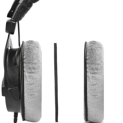 MMX300 DT770 Ear Pads for Beyerdynamic DT770 Pro/DT880/DT990 Pro | Replacement Headband Earpads,with Soft Velours Cushion,for DT880 Pro/HS200/HS400/DT 790/DT797-Silver Kit