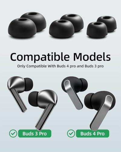 Memory Foam Earbud Tips for Samsung Galaxy Buds4 Pro/Buds3 Pro | 3 Pairs S/M/L Replacement Ear Tips with Case and Cleaning Pen, Comfort Noise Reduction, Fits Charging Case
