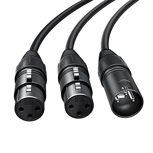 Balanced XLR Splitter Dual XLR Female to 1XLR 3Pin XLR Y-Split Patch Cable | 2XLR to 1XLR 3Pin Microphone Splitter for Studio Preamp,Equzalizer, speaker, Patch Bay, Studio Harmonizer, 1-feet - size: 1 Male XLR to 2 Female XLR, style: 2 Pack