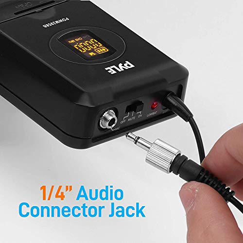 PYLE Compact UHF Wireless Microphone System - Pro Portable Dual Channel Digital Mic Receiver Set W/ 2 Belt-Pack Transmitter, Receiver, 2 Headset, Lavalier Mics, XLR, For Home, PA - PDWM2958B ,Black
