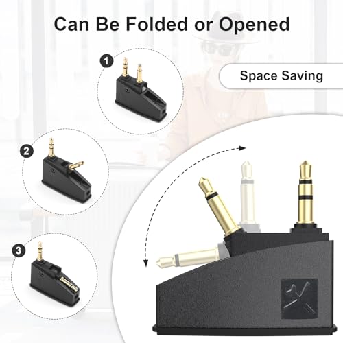 QC45 Airplane Headphone Adapter Compatible with Bose 700 QuietComfort 2 QC3 QC15 QC20 QC25 QC35 QC35ii NC700 SoundLink SoundLinkII AE2 AE2i AE2W Headphones, 3.5mm Gold-Plated Tip (2 Pack)