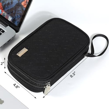 NISHEL Travel Cord Organizer Case, Double Layers Tech Electronic Bag, Essentials for Charger, Cable, Phone, Flash drive, Medium, Black | Double-layer bag keeps chargers, cables, flash drive, and small tech essentials organized for trip, Medium, Black - co