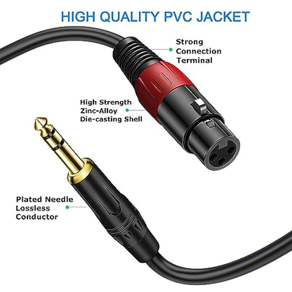 LanSenSu XLR to 1/4 TRS Stereo Adapter,XLR Female to 1/4 Inch (6.35mm) Stereo Balanced Microphone Stereo Audio Converter AdapterCable 2Pack-50ft - size: 6.35mm to XLR Female-50ft