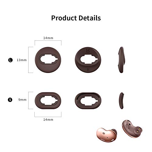 [8 Pairs] for Galaxy Buds Live Ear Tips - Anti-Slip/Dust Silicone Ear Cushion Accessories - S/L (Rose Gold)