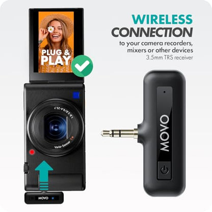 Movo WM-VXR10 Wireless Shotgun Mic Adapter for Camera/DSLR/3.5mm/TRS - Compatible VXR10, VXR10-PRO, and Rode VideoMicro - size: 3.5mm / Camera