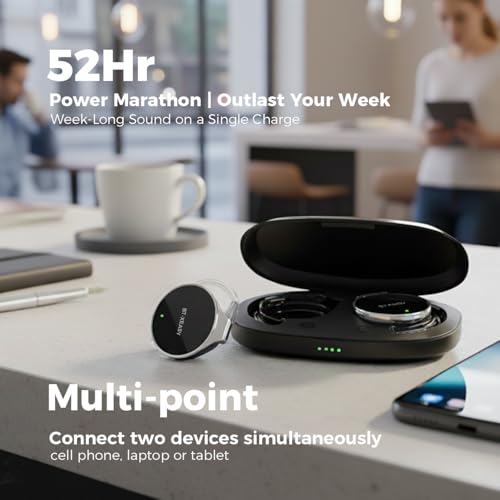 On Ear Headphones Bluetooth 5.4, Noise Cancelling Open Ear Headphones Wireless, Water-Drop Shaped Clip On Sport Headset Bluetooth with 4 Microphone, Comfort Fit Earphones with Long Battery Life