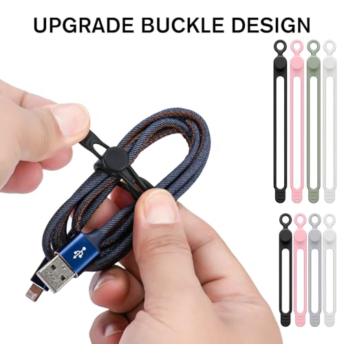 32Pcs Silicone Cable Ties, Data Cable Organizer Silicone Cable Straps Cord Ties Wrap Reusable Wire Organizers Elastic Cables Cord Management Organizers for Electronics, Home, Office, School, Travel