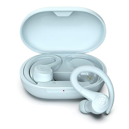 JLab Go Air Sport True Wireless Earbuds, Light Blue, Featuring C3 Clear Calling, Secure Earhook Sport Design, 32+ Hour Bluetooth Playtime, and 3 EQ Sound Settings - color: Light Blue, style: Sport