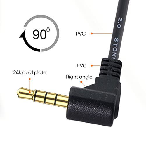 chenyang Headphone/Audio Extension Cable,4 Pole 3.5mm Male to 3.5mm Female Audio Stereo Headphone 90 Degree Angled Extension Cable 10cm - color: 4 Pole Audio/Microphone