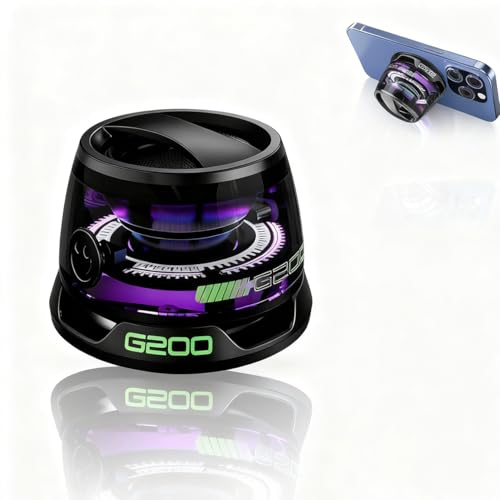 G200 Black Mini Magnetic Bluetooth Speaker with Kickstand | IPX4 Waterproof, Full-Range Stereo Sound, TWS Pairing, RGB Lights, Grad Gift, Travel, Cycling, Hiking, Golf, Gym Yoga, Beach - color: Black