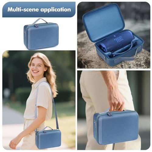 Hard Case for JBL Charge 6/5/4 Bluetooth Speaker – Waterproof Travel Case with Adjustable Shoulder Strap, Durable Protection for On-the-Go Use（Purple） (blue) - color: blue