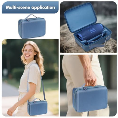 Hard Case for JBL Charge 6/5/4 Bluetooth Speaker – Waterproof Travel Case with Adjustable Shoulder Strap, Durable Protection for On-the-Go Use（Purple） (blue) - color: blue